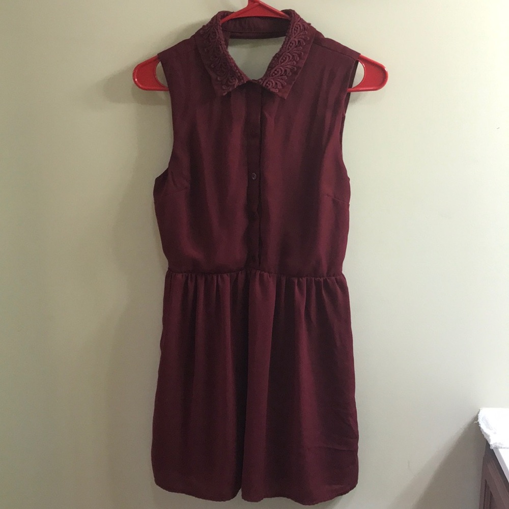 Burgundy Button Up Dress